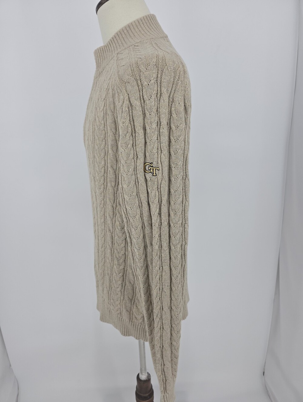 Bobby Jones Georgia Tech Sweater Mens XL NWT Cotton Wool Cable Knit GT - Picture 3 of 10